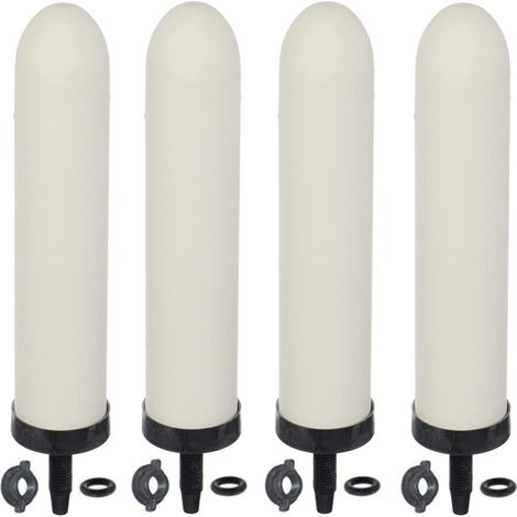 Filtre Eau Céramique - 25 cm - Pore 0,5 Micron - Charbon Actif Intégré - Pour Systèmes Filtration Domestique Voyage Comptoir - Lot de 4