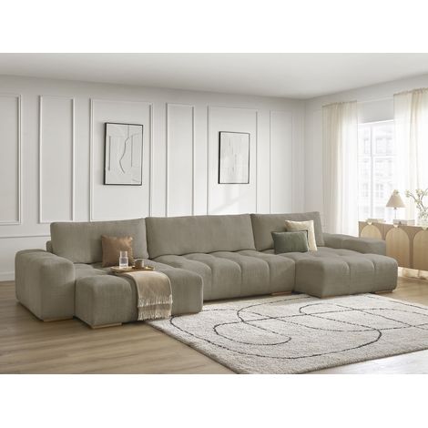 BOBOCHIC - Canapé panoramique convertible coffre ANAKIN tissu texturé   Taupe (1/5)