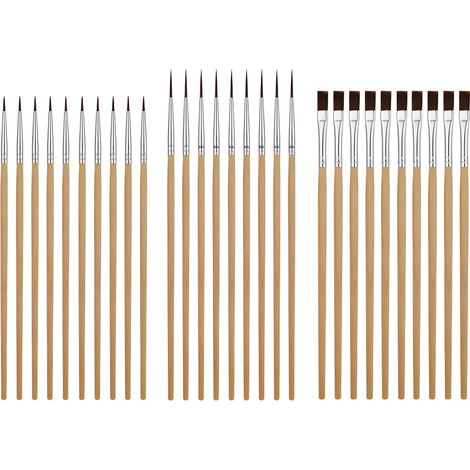 Pinceaux Fins Détail 30 Pièces en Bois, Set Micro Peinture Avec Pointes de Traçage et Pinceau Plat Pour Modèle, Argile, Plâtre et Acrylique, Figurine, Atelier Maison et Rentrée (1/5)