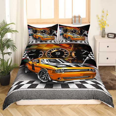 Parure de lit avec housse de couette 135 x 200 cm - Motif camion de pompier - Rouge - Pour enfants, garçons et filles (1/5)