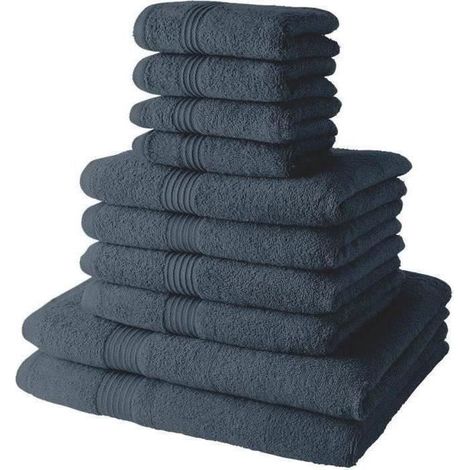 10er-Pack BAD towels TODAY bestehend aus 4 Handtüchern 30x50 + 4 Handtüchern 50x90 + 2 Badetüchern 70x130 cm 100% Baumwolle - Denim