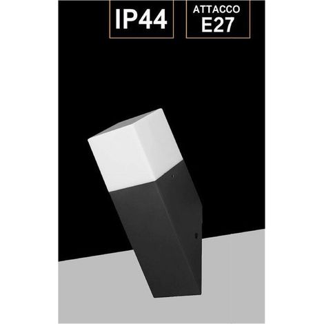 Applique A Muro Obliquo Esterno Attacco E27 In Alluminio Lampada Parete Ip44 B250 Noir (1/5)