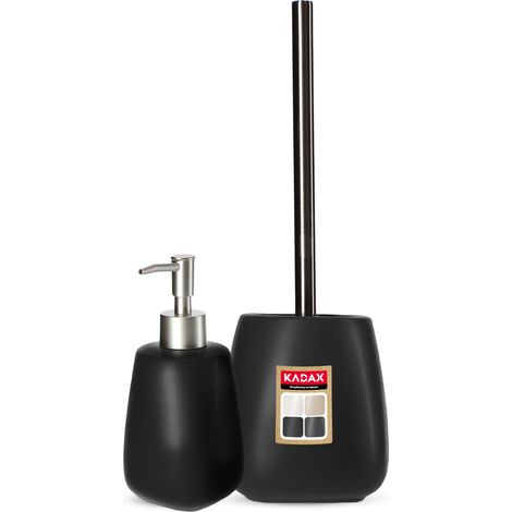KADAX 2-teiliges Badezimmer Set aus Keramik, Badaccessoires, Badzubehör, Seifenspender, Badezimmerbe