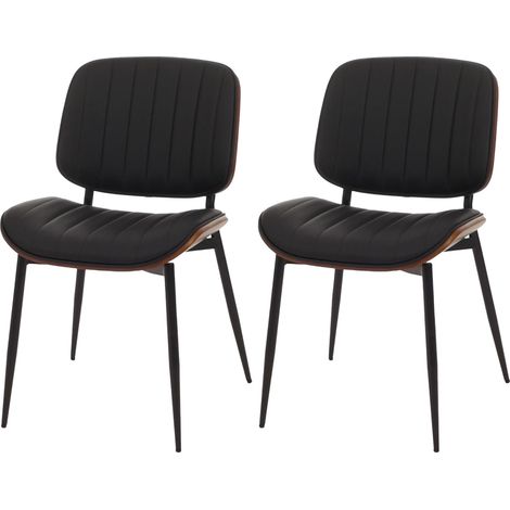 [NON UTILIZZATO] Set 2 sedie per sala da pranzo HHG-182, cucina, ecopelle legno curvato (370g/m²) Oeko-Tex MVG, color noce, nero