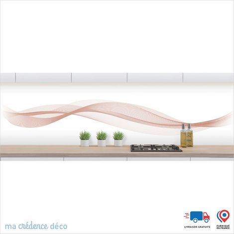 Crédence : Courbes 2 - Couleur Rouge beige - Alu composite - 120 - 60 (1/3)