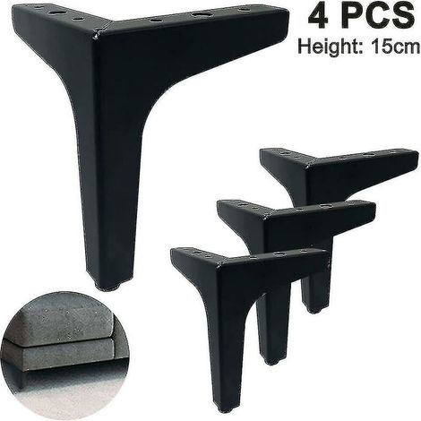 Lot de 4 pieds de canapé en métal de 15 cm, remplacement des pieds de meubles, noir (1/4)