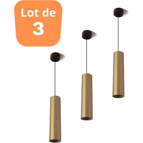 Lot de 3 suspensions tube BETA doré GU10 câble 1.45m (1/3)