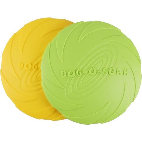 Frisbees pour Chien, Frisbee de Chien, Jouet Chien Frisbee, Disque à Lancer en Caoutchouc Résistant, Frisbi pour Chien pour Jeux Sport Exercice Activité et Jeu en Plein 2PCS (Vert+Jaune) (S) (1/5)