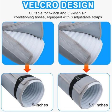 Isolant tuyau climatisation portable - Triple couche isolation thermique Fixation par sangles ajustables - Gris 150x50cm (1/5)