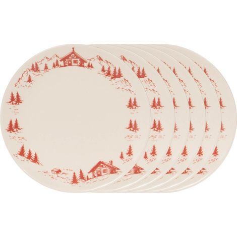 Table Passion - Assiette plate Alpages rouge 27 cm (lot de 6)