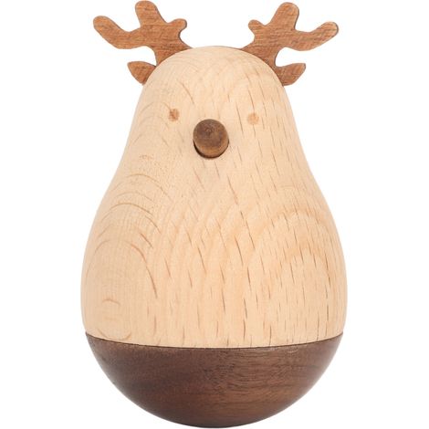 Jouet bascule Cerf en bois robuste, décoratif et mignon, parfait pour enfants, école et maison. (1/5)