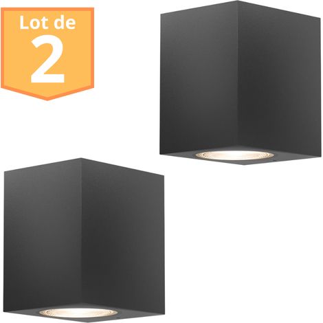 Lot de 2 Appliques RITA GU10 35W Gris Aluminium IP44 (1/3)