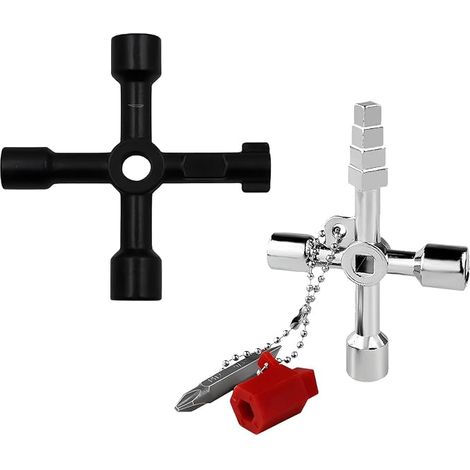 2 Pièces Clé Multifonction 4 Voies en Croix, Clef Triangle Clé en Croix avec Têtes Triangle et Carrée Outil Polyvalent Clef Passe Partout Clés Carrées (1/5)