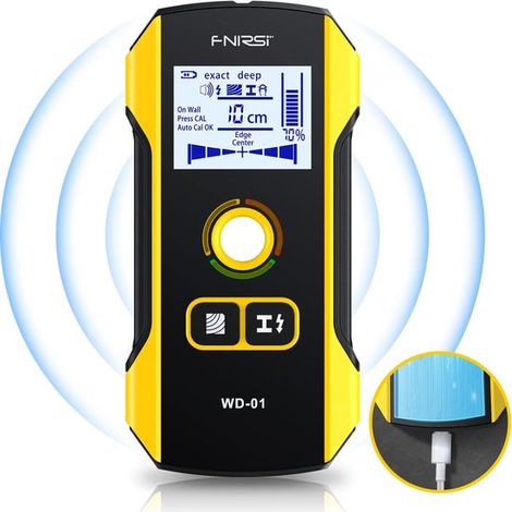 Elektronischer 6-in-1-Wandscanner, neue Positionierungsöffnung, für Holz, Drähte, Metall und Träger