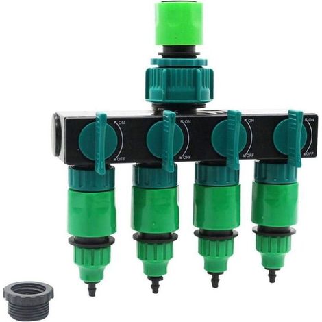 4-Way Drip Irrigation Splitter – Universal Connector for Garden Hoses, Made of Durable Plastic, Pack of 1