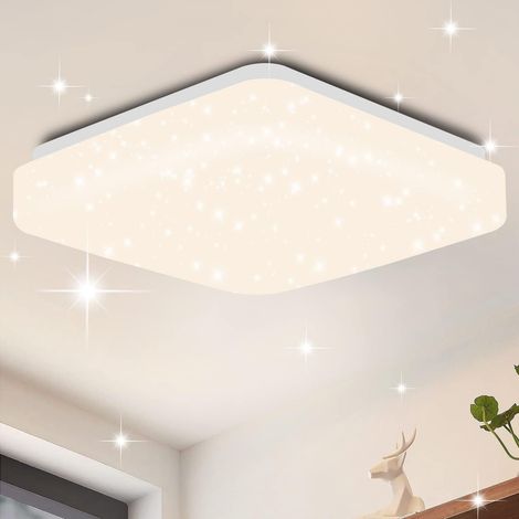 Lámpara de techo LED - 21 cm GBLY Lámpara de dormitorio con cielo estrellado 15 W cuadrada Iluminación de techo de cocina blanca neutra ,Decoración de estrellas para pasillo habitación de niños