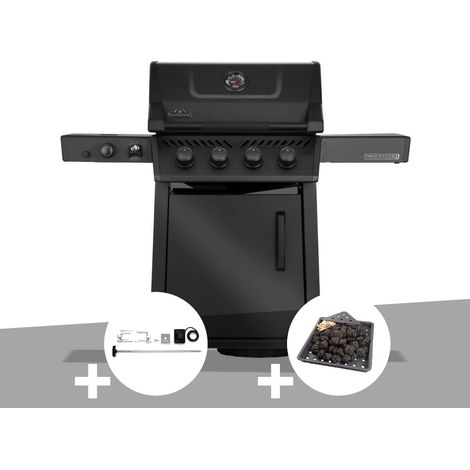 Barbecue gaz Freestyle 425 noir 4 brûleurs + 1 Sizzle Zone Série Phantom + Rôtissoire + Plateau charbon - Napoléon