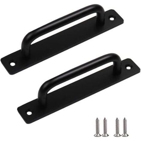 Poignées de porte de grange robustes 2 pièces, poignées de porte coulissantes, poignées de porte en aluminium noir, poignées de porte intérieures et extérieures avec vis (1/5)