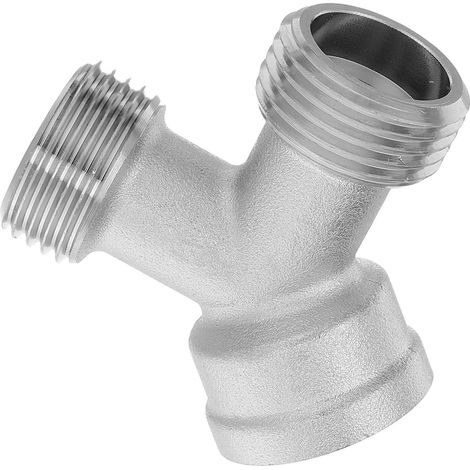 Raccord en Cuivre de Y 3/4 Pouce Argenté pour Plomberie, Répartiteur à Double Distribution D'eau, Cuisine et Maintenance (1/5)