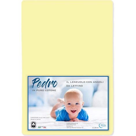 LENZUOLO angoli PEDRO per lettino BAMBINO TUTTI I COLORI Giallino (1/3)