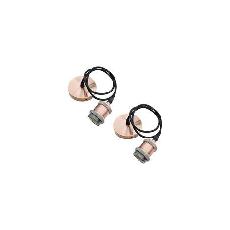 2 Douille Suspension Support de Lampe E27 avec Câble Textile Réglable 100cm Câble de Suspension Rétro Lustre Compatible avec Abat-jour pour éclairage au Plafond Salon Chambre Cuisine