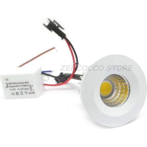 MINI FARETTO LED COB 3W puntoluce incasso a molle Fisso 240Lm 220v Bianco Naturale