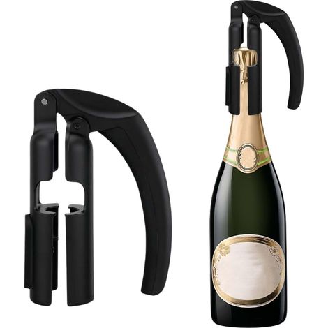 Ouvre-bouteille de vin de champagne,Tire-bouchon,Ouvre-bouchon,Ouvre-bouteille de vin,Convient aux réunions de famille,aux bars,aux soirées vinicoles, l'alliage d'aluminium est durable (Noir) (1/4)