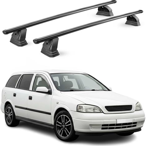 OMAC Stahl Dachträger Querträger Opel Astra G Kombi 1998-2004 – TÜV / DIN 75302:2019 – Abschließbar – Max. 75 kg – 2 Stangen – Schwarz (1/5)