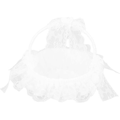 Panier de fleurs de mariage avec dentelle blanche, panier romantique, léger et élégant pour les noces (1/5)