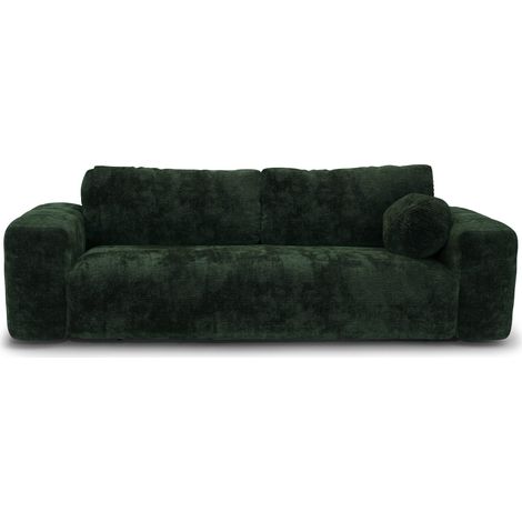 Canapé convertible avec coffre de rangement 4 places en velours à motifs vert sapin (1/5)
