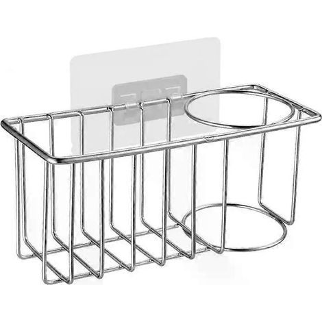 HONORNIC - Organisateur d'évier de cuisine avec égouttoir en acier inoxydable, porte-savon et porte-éponge, panier à linge et porte-torchons. (1/4)