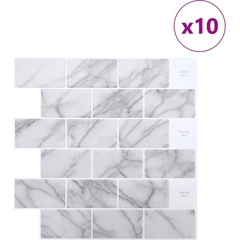 vidaXL Azulejo de metro 10 uds. Mármol 30 x 30 cm Poliuretano y PET (1/2)