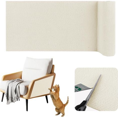 Adhesive Felt Cat Scratching Mat, Beige, 40cm x 2m, Sofa and Wall Protection (1/5)