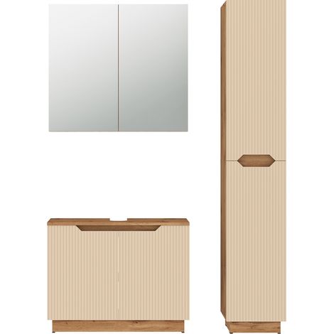 Meubles bain Lotta, Chêne/cachemire rayé, 3 pièces, Vicco (1/5)