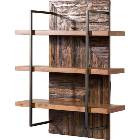 Mensola in legno riciclato 90x120x40 laccato naturale LYON 141