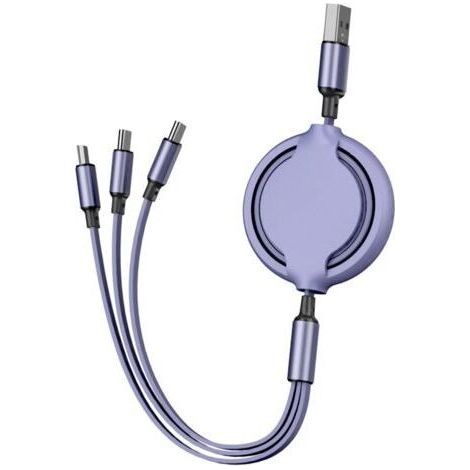 Câble de téléportation, câble d'extension de données portable multifonctionnel, silicone liquide, trois en un, câble de charge rapide pour téléphone, violet (1/5)