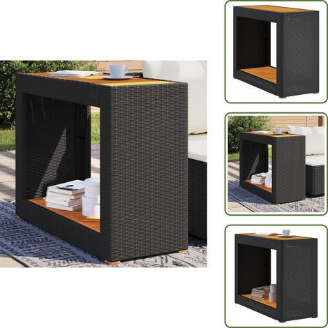 Rattan - vidaXL Tavolino da Giardino Piano Legno Nero 100x40x75 cm Polyrattan - Acciaio