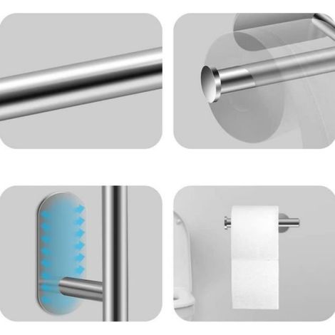 Porte Papier Toilette - Acier Inoxydable 304 - Auto-adhésif - Sans Perage - Design Moderne (1/4)