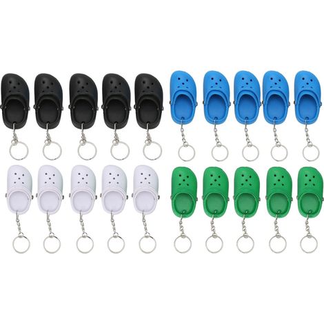 20 Pcs Porte-clés Mignons en Silicone Mini Sandales Plage Trous Petites Chaussures Porte-clés Quatre Couleurs Décoratifs (1/5)