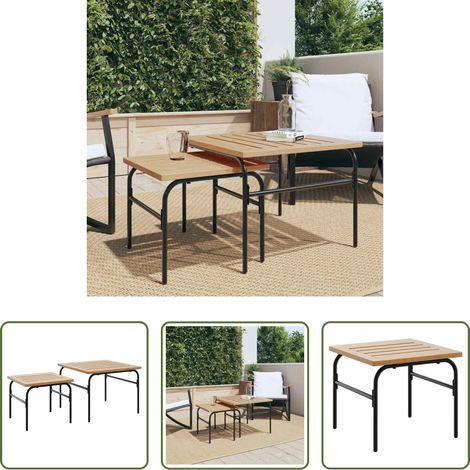 Tables gigognes - Tables basses gigognes de jardin 2 pcs marron et noir acier (1/5)