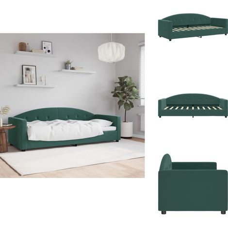 Tagesbett Dunkelgrün 80x200 cm Samt - Sofa - Bett - Schlafsofa - Gästebett - Wohnzimmer (1/5)