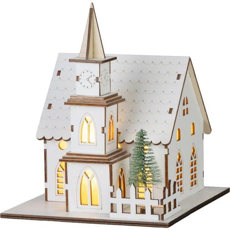 Dekoration MagicHome Weihnachten, Holz, 6xLED warmweiß, 15 x 17 x 18.5 cm, mit Batterien (1/5)