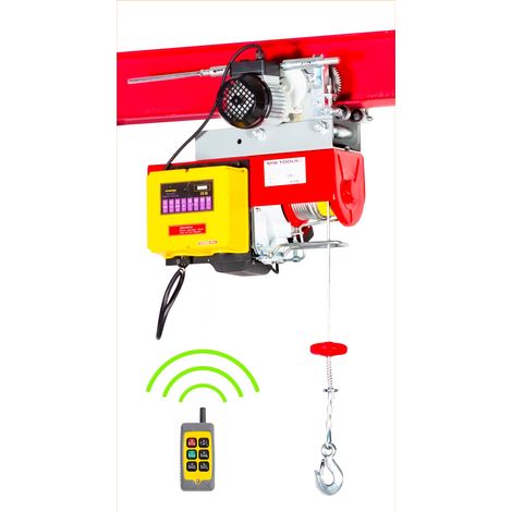 Mw Tools – Palan électrique à câble 500/1000kg 18/9m 1,6 kW 230 V – Chariot motorisé télécommande sans fil – TH500R (1/5)