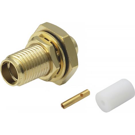 Connecteur coaxial RS PRO Mâle Droit, raccordement A souder 50O Montage traversant sur cloison ( Prix pour 1 )