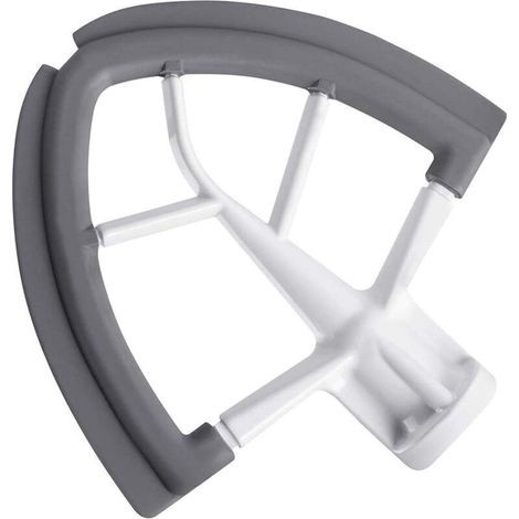 Frusta con bordo flessibile per robot da cucina KitchenAid inclinabili, frusta piatta da 4,5 a 5 litri con bordo flessibile in silicone per raschiare i lati della ciotola, bianca (1/4)
