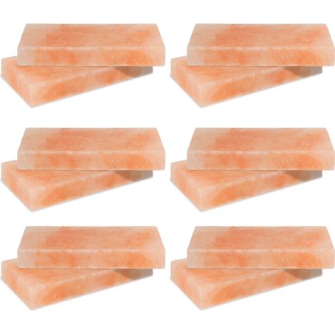 TolleTour 12er Set Himalaya Salzstein 20x10x2,5 cm Große Salzplatten für Gastronomie & BBQ Event Natur Kristallsalz (1/5)