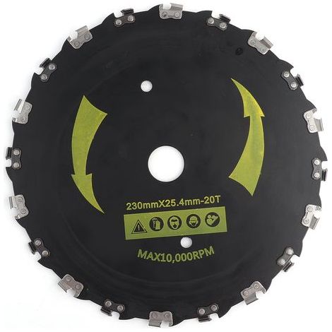 Ortviai Lame de scie circulaire pour débroussailleuse – Acier à haut carbone, 230 mm (9 po), 20 dents, trou central 25 mm (1/3)
