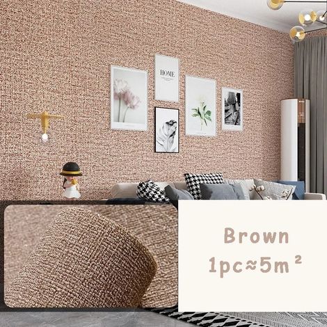 Papier peint autocollant épais 3D (marron, 50 cm x 10 m), idéal pour la décoration, la rénovation et l'ameublement. (1/5)
