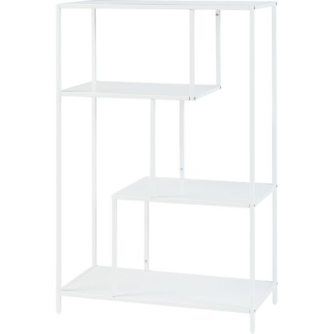 Libreria in acciaio a 4 ripiani 115 x 75 x 35 cm bianco opaco 030009006
