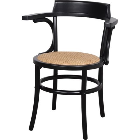AUTRES Chaise en bois et rotin avec accoudoirs avec un style Bistro - modèle 015 - noir (1/5)